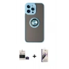 MARSİLYAN™- iPhone 14 Pro Max Kılıf Yörünge Çizgi - Siyah Bilvis 3D Mat Cam Ekran Koruyucu + Bilvis Titan Kamera Lens - SH