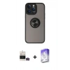 MARSİLYAN™- iPhone 14 Pro Max Kılıf Yörünge Çizgi - Siyah Bilvis 5in1 3D Magic Cam Ekran Koruyucu + Bilvis Titan Kamera Lens - GD