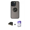 MARSİLYAN™- iPhone 14 Pro Max Kılıf Yörünge Çizgi - Siyah Bilvis 5in1 3D Magic Cam Ekran Koruyucu + Raze Metal Kamera Lens - GD