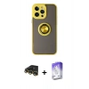 MARSİLYAN™- iPhone 14 Pro Max Kılıf Yörünge Çizgi - Siyah Bilvis 5in1 3D Magic Cam Ekran Koruyucu + Raze Metal Kamera Lens - GD