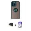 MARSİLYAN™- iPhone 14 Pro Max Kılıf Yörünge Çizgi - Siyah Bilvis 5in1 3D Magic Cam Ekran Koruyucu + Raze Metal Kamera Lens - GD