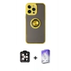 MARSİLYAN™- iPhone 14 Pro Max Kılıf Yörünge Çizgi - Siyah Bilvis 5in1 3D Magic Cam Ekran Koruyucu + PVD Metal Kamera Lens - TU