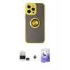 MARSİLYAN™- iPhone 14 Pro Max Kılıf Yörünge Çizgi - Siyah Bilvis 5in1 5D Magic Hayalet Cam Ekran Koruyucu + Bilvis Titan Kamera Lens - GD