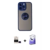MARSİLYAN™- iPhone 14 Pro Max Kılıf Yörünge Çizgi - Siyah Bilvis 5in1 5D Magic Hayalet Cam Ekran Koruyucu + Bilvis Titan Kamera Lens - SH