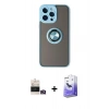 MARSİLYAN™- iPhone 14 Pro Max Kılıf Yörünge Çizgi - Siyah Bilvis 5in1 5D Magic Hayalet Cam Ekran Koruyucu + Bilvis Titan Kamera Lens - GD