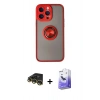 MARSİLYAN™- iPhone 14 Pro Max Kılıf Yörünge Çizgi - Siyah Bilvis 5in1 5D Magic Hayalet Cam Ekran Koruyucu + Raze Metal Kamera Lens - GD