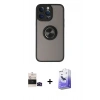 MARSİLYAN™- iPhone 14 Pro Max Kılıf Yörünge Çizgi - Siyah Bilvis 5in1 5D Magic Hayalet Cam Ekran Koruyucu + Bilvis Titan Kamera Lens - SH