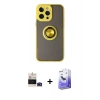 MARSİLYAN™- iPhone 14 Pro Max Kılıf Yörünge Çizgi - Siyah Bilvis 5in1 5D Magic Hayalet Cam Ekran Koruyucu + Bilvis Titan Kamera Lens - DNMR
