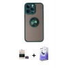 MARSİLYAN™- iPhone 14 Pro Max Kılıf Yörünge Çizgi - Siyah Bilvis 5in1 5D Magic Hayalet Cam Ekran Koruyucu + Bilvis Titan Kamera Lens - GD