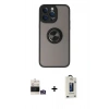 MARSİLYAN™- iPhone 14 Pro Max Kılıf Yörünge Çizgi - Siyah Bilvis Hayalet Cam Ekran Koruyucu + Bilvis Titan Kamera Lens - GS