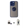 MARSİLYAN™- iPhone 14 Pro Max Kılıf Yörünge Çizgi - Siyah Bilvis Hayalet Cam Ekran Koruyucu + Bilvis Titan Kamera Lens - GS