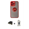 MARSİLYAN™- iPhone 14 Pro Max Kılıf Yörünge Çizgi - Siyah Bilvis Hayalet Cam Ekran Koruyucu + Raze Metal Kamera Lens - GD
