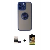 MARSİLYAN™- iPhone 14 Pro Max Kılıf Yörünge Çizgi - Siyah Buffer Cam Ekran Koruyucu + Bilvis Titan Kamera Lens - SH