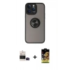 MARSİLYAN™- iPhone 14 Pro Max Kılıf Yörünge Çizgi - Siyah Buffer Cam Ekran Koruyucu + Bilvis Titan Kamera Lens - SH
