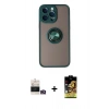 MARSİLYAN™- iPhone 14 Pro Max Kılıf Yörünge Çizgi - Siyah Buffer Cam Ekran Koruyucu + Bilvis Titan Kamera Lens - GD