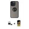 MARSİLYAN™- iPhone 14 Pro Max Kılıf Yörünge Çizgi - Siyah Buffer Cam Ekran Koruyucu + Bilvis Titan Kamera Lens - GD