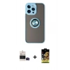 MARSİLYAN™- iPhone 14 Pro Max Kılıf Yörünge Çizgi - Siyah Buffer Cam Ekran Koruyucu + Bilvis Titan Kamera Lens - SH