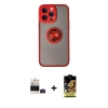 MARSİLYAN™- iPhone 14 Pro Max Kılıf Yörünge Çizgi - Siyah Buffer Cam Ekran Koruyucu + Bilvis Titan Kamera Lens - DNMR