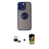 MARSİLYAN™- iPhone 14 Pro Max Kılıf Yörünge Çizgi - Siyah Buffer Cam Ekran Koruyucu + Bilvis Titan Kamera Lens - GD