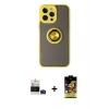 MARSİLYAN™- iPhone 14 Pro Max Kılıf Yörünge Çizgi - Siyah Buffer Cam Ekran Koruyucu + Bilvis Titan Kamera Lens - DNMR