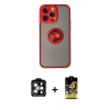 MARSİLYAN™- iPhone 14 Pro Max Kılıf Yörünge Çizgi - Siyah Buffer Cam Ekran Koruyucu + PVD Metal Kamera Lens - TU