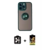 MARSİLYAN™- iPhone 14 Pro Max Kılıf Yörünge Çizgi - Siyah Buffer Cam Ekran Koruyucu + PVD Metal Kamera Lens - TU