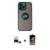 MARSİLYAN™- iPhone 14 Pro Max Kılıf Yörünge Çizgi - Siyah Buffer Hayalet Cam Ekran Koruyucu + Bilvis Titan Kamera Lens - DNMR