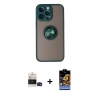 MARSİLYAN™- iPhone 14 Pro Max Kılıf Yörünge Çizgi - Siyah Buffer Hayalet Cam Ekran Koruyucu + Bilvis Titan Kamera Lens - SH