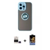 MARSİLYAN™- iPhone 14 Pro Max Kılıf Yörünge Çizgi - Siyah Buffer Hayalet Cam Ekran Koruyucu + Bilvis Titan Kamera Lens - DNMR