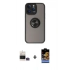 MARSİLYAN™- iPhone 14 Pro Max Kılıf Yörünge Çizgi - Siyah Buffer Hayalet Cam Ekran Koruyucu + Bilvis Titan Kamera Lens - GD