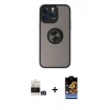 MARSİLYAN™- iPhone 14 Pro Max Kılıf Yörünge Çizgi - Siyah Buffer Hayalet Cam Ekran Koruyucu + Bilvis Titan Kamera Lens - GS