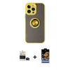 MARSİLYAN™- iPhone 14 Pro Max Kılıf Yörünge Çizgi - Siyah Buffer Hayalet Cam Ekran Koruyucu + Bilvis Titan Kamera Lens - SH