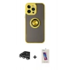 MARSİLYAN™- iPhone 14 Pro Max Kılıf Yörünge Çizgi - Siyah Joko 5D Cam + Raze Metal Kamera Lens - GS