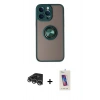 MARSİLYAN™- iPhone 14 Pro Max Kılıf Yörünge Çizgi - Siyah Joko 5D Cam + Raze Metal Kamera Lens - GS