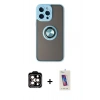 MARSİLYAN™- iPhone 14 Pro Max Kılıf Yörünge Çizgi - Siyah Joko 5D Cam + PVD Metal Kamera Lens - TU