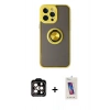 MARSİLYAN™- iPhone 14 Pro Max Kılıf Yörünge Çizgi - Siyah Joko 5D Cam + PVD Metal Kamera Lens - TU