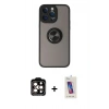 MARSİLYAN™- iPhone 14 Pro Max Kılıf Yörünge Çizgi - Siyah Joko 5D Cam + PVD Metal Kamera Lens - TU