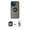 MARSİLYAN™- iPhone 14 Pro Max Kılıf Yörünge Çizgi - Siyah Joko 5D Cam + PVD Metal Kamera Lens - TU