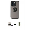 MARSİLYAN™- iPhone 14 Pro Max Kılıf Yörünge Çizgi - Siyah Joko Magic 5D Hayalet Cam + Bilvis Titan Kamera Lens - GD