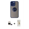 MARSİLYAN™- iPhone 14 Pro Max Kılıf Yörünge Çizgi - Siyah Mat Seramik Nano Ekran Koruyucu + Bilvis Titan Kamera Lens - GD