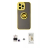 MARSİLYAN™- iPhone 14 Pro Max Kılıf Yörünge Çizgi - Siyah Mat Seramik Nano Ekran Koruyucu + Derin Mor Bilvis Titan Kamera Lens