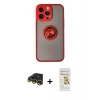 MARSİLYAN™- iPhone 14 Pro Max Kılıf Yörünge Çizgi - Siyah Mat Seramik Nano Ekran Koruyucu + Raze Metal Kamera Lens - GD