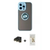MARSİLYAN™- iPhone 14 Pro Max Kılıf Yörünge Çizgi - Siyah Mat Seramik Nano Ekran Koruyucu + Raze Metal Kamera Lens - GD