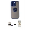 MARSİLYAN™- iPhone 14 Pro Max Kılıf Yörünge Çizgi - Siyah Mat Seramik Nano Ekran Koruyucu + Bilvis Titan Kamera Lens - GS