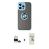 MARSİLYAN™- iPhone 14 Pro Max Kılıf Yörünge Çizgi - Siyah Mat Seramik Nano Ekran Koruyucu + Bilvis Titan Kamera Lens - GS
