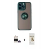 MARSİLYAN™- iPhone 14 Pro Max Kılıf Yörünge Çizgi - Siyah Mat Seramik Nano Ekran Koruyucu + Bilvis Titan Kamera Lens - GS