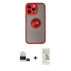 MARSİLYAN™- iPhone 14 Pro Max Kılıf Yörünge Çizgi - Siyah Mat Seramik Nano Ekran Koruyucu + Bilvis Titan Kamera Lens - SH