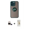 MARSİLYAN™- iPhone 14 Pro Max Kılıf Yörünge Çizgi - Siyah Mat Seramik Nano Ekran Koruyucu + Bilvis Titan Kamera Lens - SH