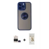 MARSİLYAN™- iPhone 14 Pro Max Kılıf Yörünge Çizgi - Siyah Mat Seramik Nano Ekran Koruyucu + Bilvis Titan Kamera Lens - SH