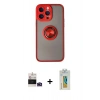 MARSİLYAN™- iPhone 14 Pro Max Kılıf Yörünge Çizgi - Siyah Polymer Nano Ekran Koruyucu + Bilvis Titan Kamera Lens - DNMR